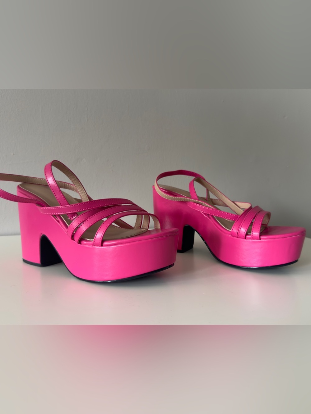 Women's Hot Pink Platform Slingback Sandals
